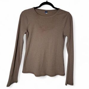 Old Navy Taupe Ribbed Plush Tee
